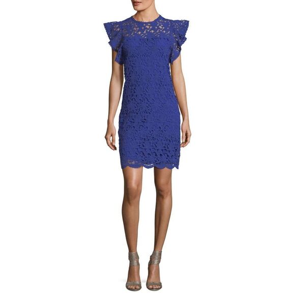 New. VELVET blue Lace-Guipure Dress. Small. Retails $179 Neimans - Picture 3 of 13